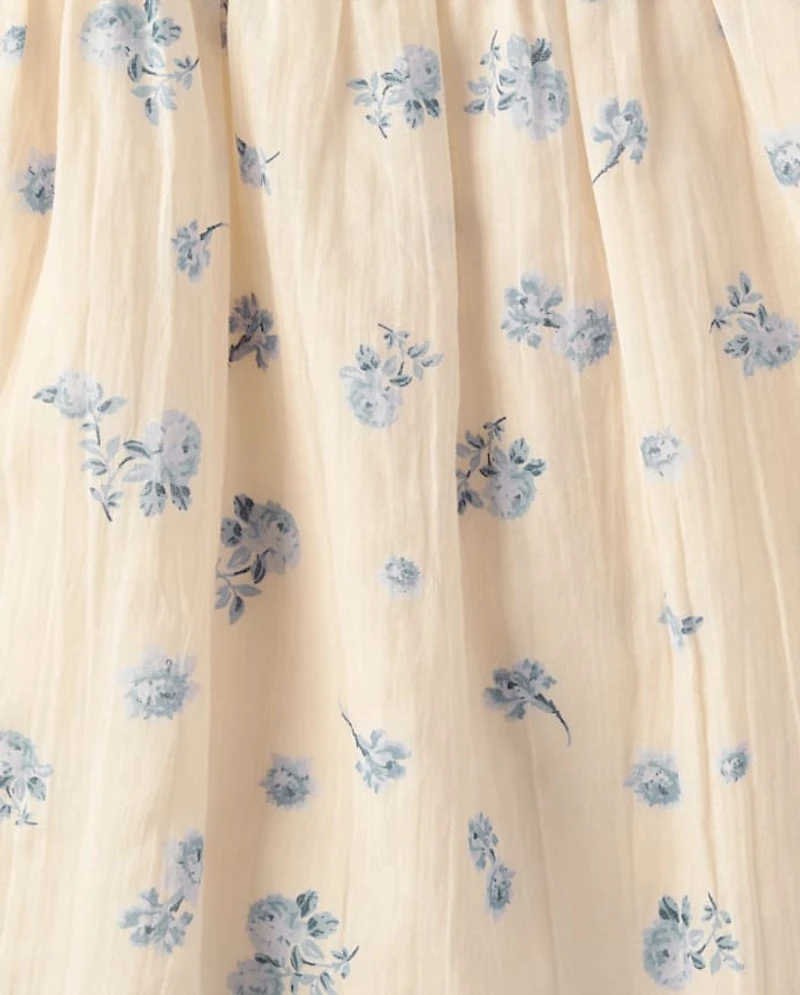 Baby And Toddler Girls Floral Textured Flutter Dress