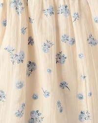 Baby And Toddler Girls Floral Textured Flutter Dress