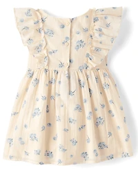 Baby And Toddler Girls Floral Textured Flutter Dress