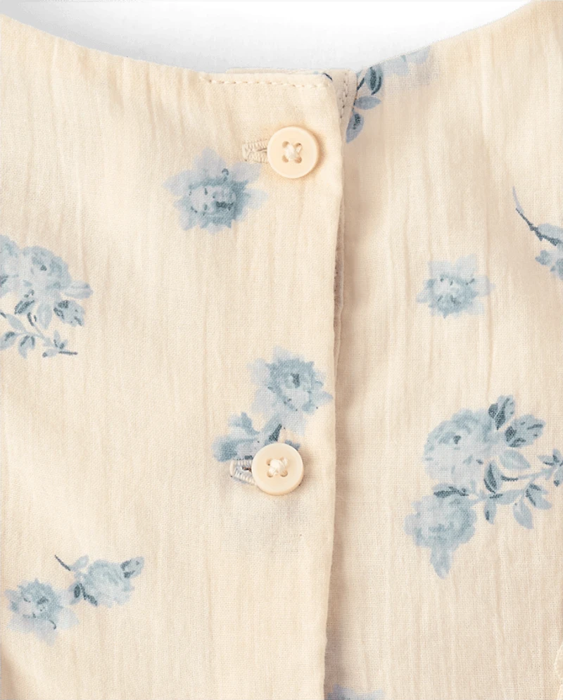 Baby And Toddler Girls Floral Textured Flutter Dress