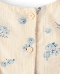 Baby And Toddler Girls Floral Textured Flutter Dress