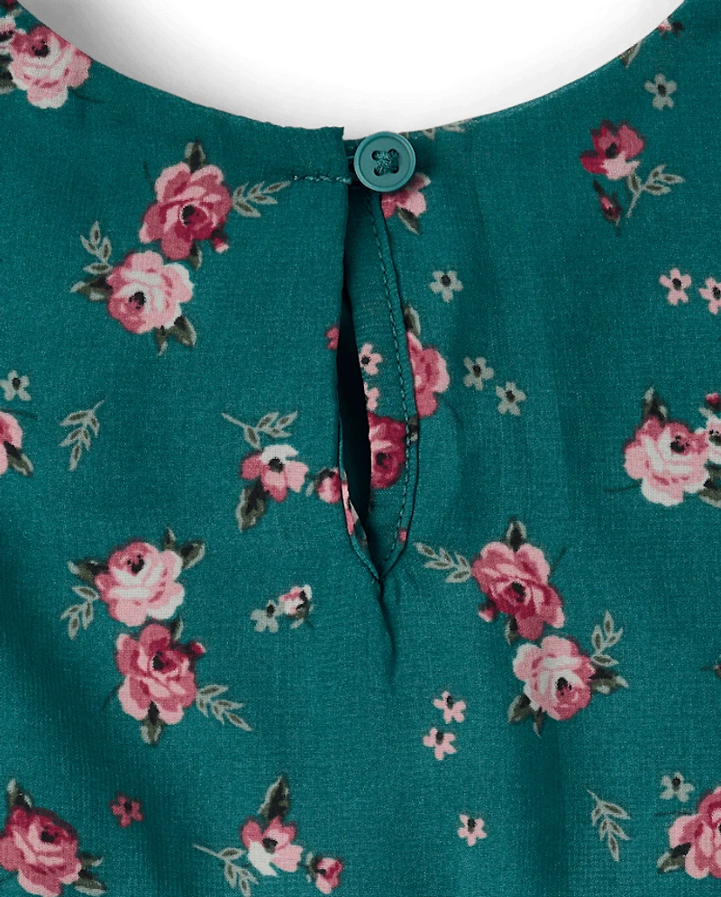 Baby And Toddler Girls Floral Chiffon Smocked Dress