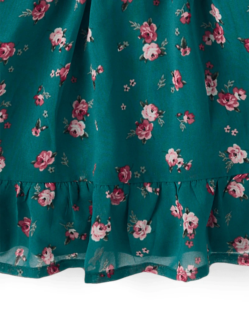 Baby And Toddler Girls Floral Chiffon Smocked Dress