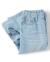 Toddler Girls Applique Butterfly Wide Leg Jeans