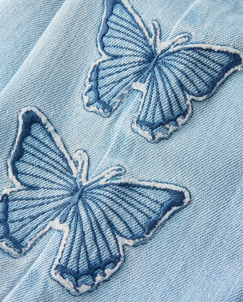 Toddler Girls Applique Butterfly Wide Leg Jeans