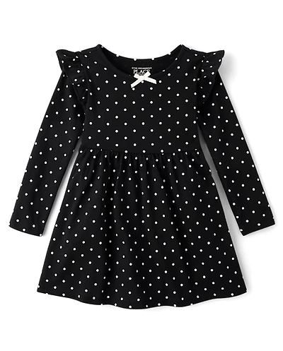 Baby And Toddler Girls Polka Dot Flutter Dress