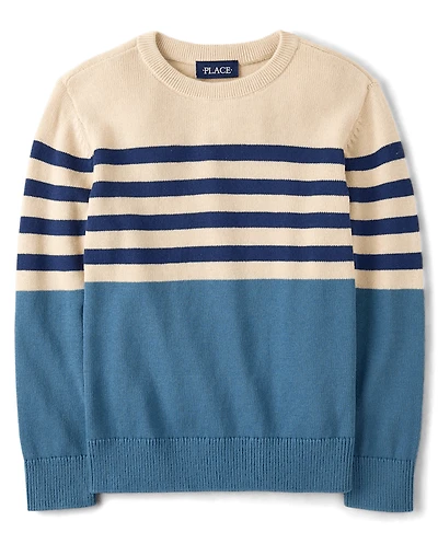 Boys Striped Colorblock Sweater