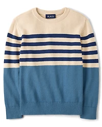 Boys Striped Colorblock Sweater
