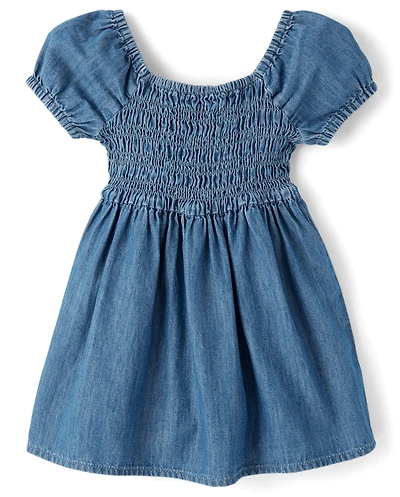 Baby And Toddler Girls Smocked Chambray Dress