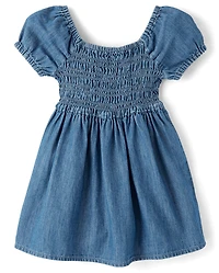 Baby And Toddler Girls Smocked Chambray Dress