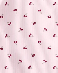 Toddler Girls Cherry Ribbed Lettuce Tee