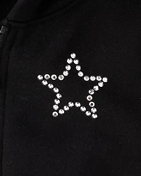 Girls Embellished Premium Fleece Zip Up Hoodie