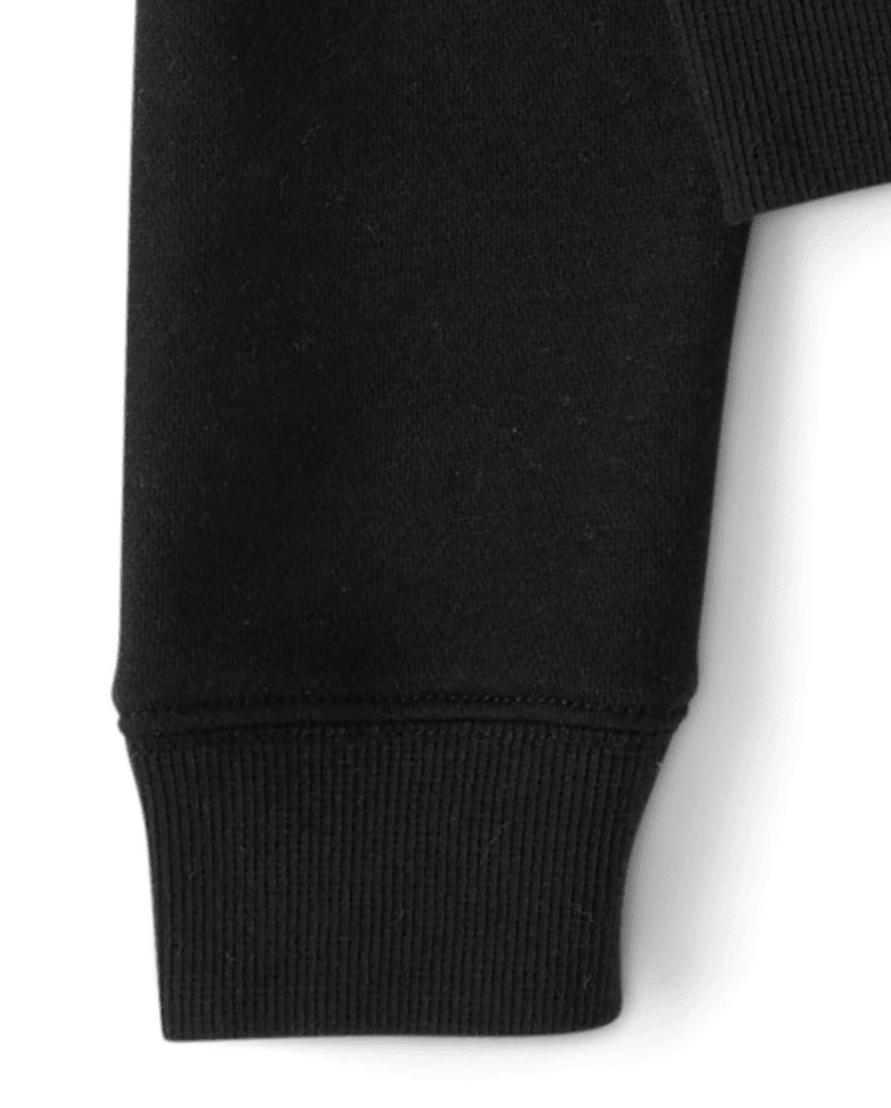 Sweat à capuche court zippé en polaire premium orné pour filles