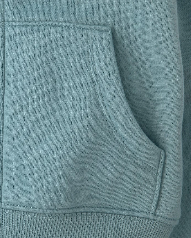 Girls Embellished Premium Fleece Cropped Zip Up Hoodie