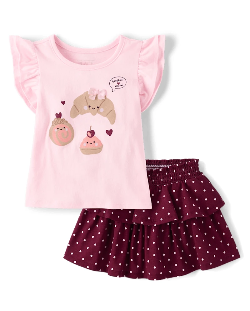 Toddler Girls Embellished Graphic 2-Piece Outfit Set
