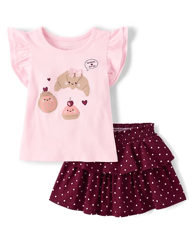 Toddler Girls Embellished Graphic 2-Piece Outfit Set