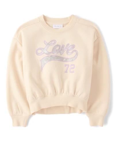 Girls Embellished Premium Fleece Cropped Sweatshirt