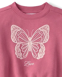Girls Embellished Premium Fleece Cropped Sweatshirt