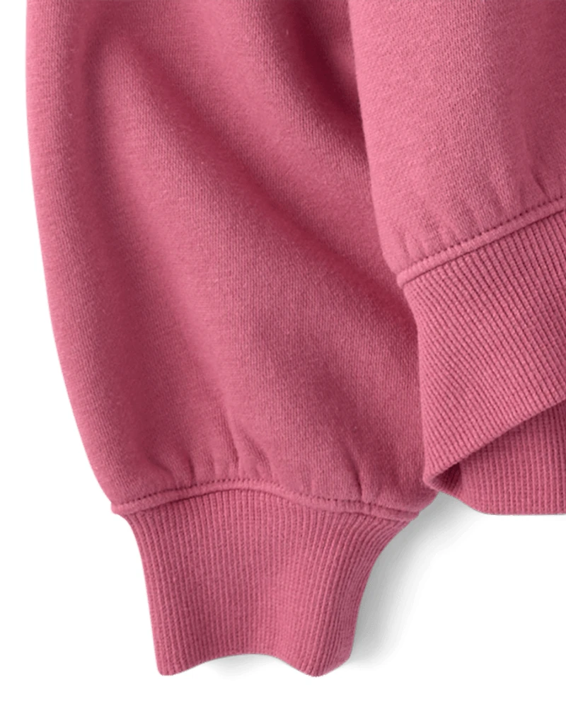 Girls Embellished Premium Fleece Cropped Sweatshirt