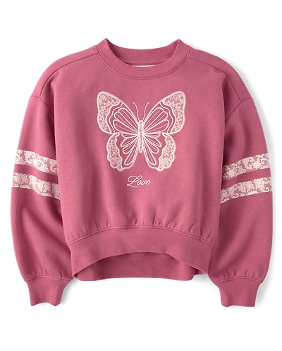 Girls Embellished Premium Fleece Cropped Sweatshirt