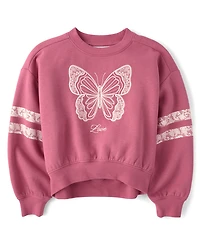 Girls Embellished Premium Fleece Cropped Sweatshirt