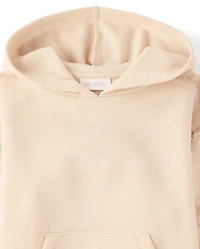 Girls Lace Inset Premium Fleece Hoodie