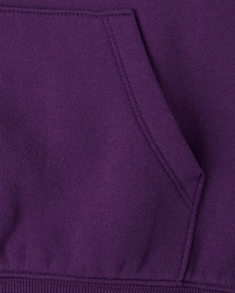 Girls Puff Print Lace Stripe Premium Fleece Hoodie