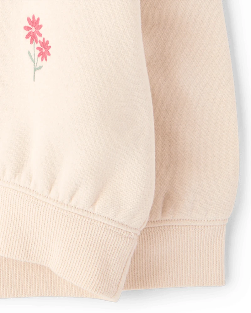 Sweat-shirt en polaire premium orné pour petites filles