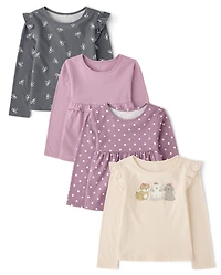Toddler Girls Flutter Top 4-Pack