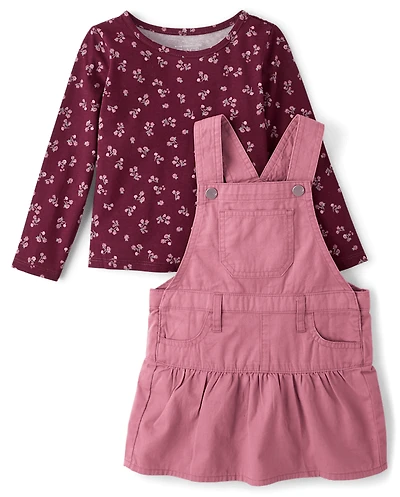 Toddler Girls Floral Skirtall 2-Piece Outfit Set