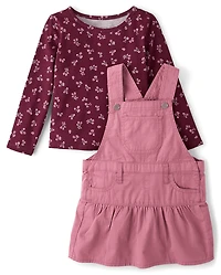 Toddler Girls Floral Skirtall 2-Piece Outfit Set