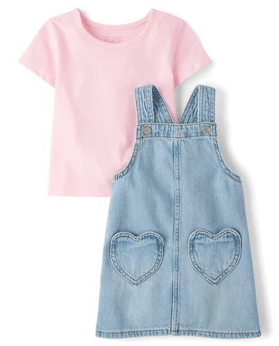 Toddler Girls Heart Skirtall 2-Piece Outfit Set