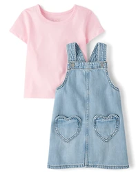 Toddler Girls Heart Skirtall 2-Piece Outfit Set