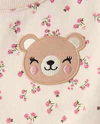 Toddler Girls Embroidered Bear 2-Piece Outfit Set