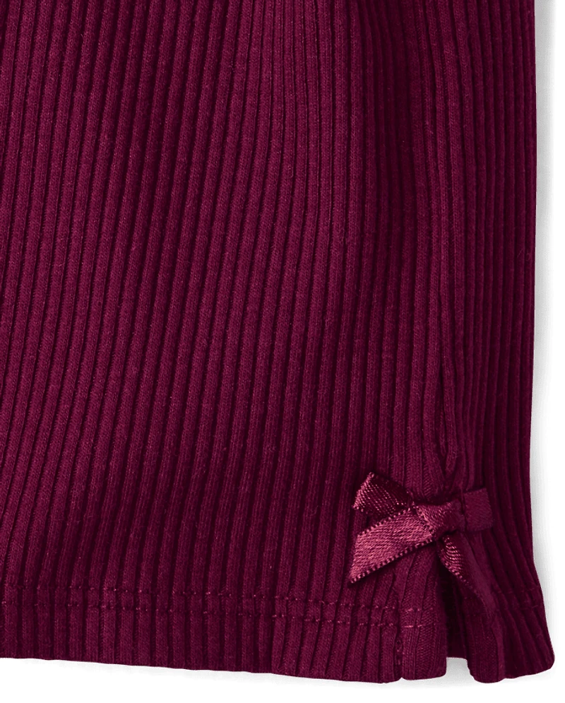 Toddler Girls Embroidered Icon Ribbed Tee