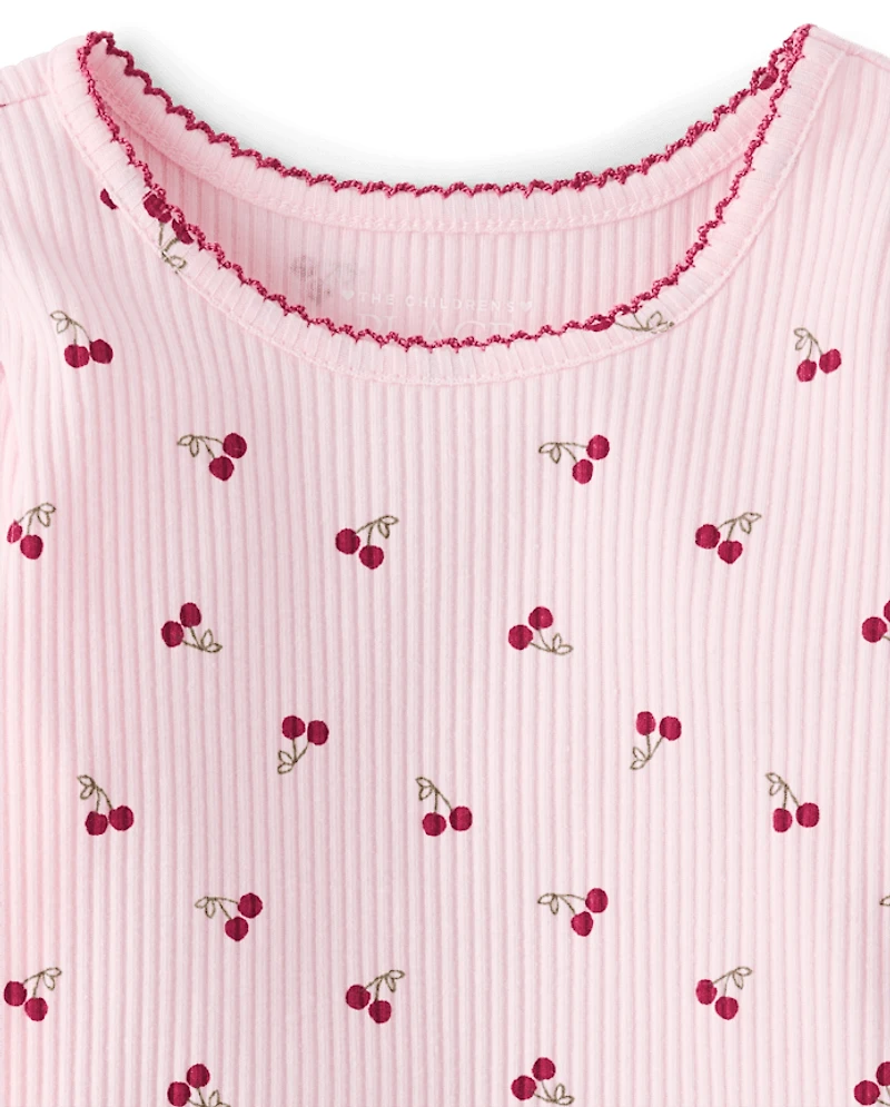 Toddler Girls Cherry Ribbed Tee