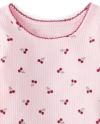 Toddler Girls Cherry Ribbed Tee
