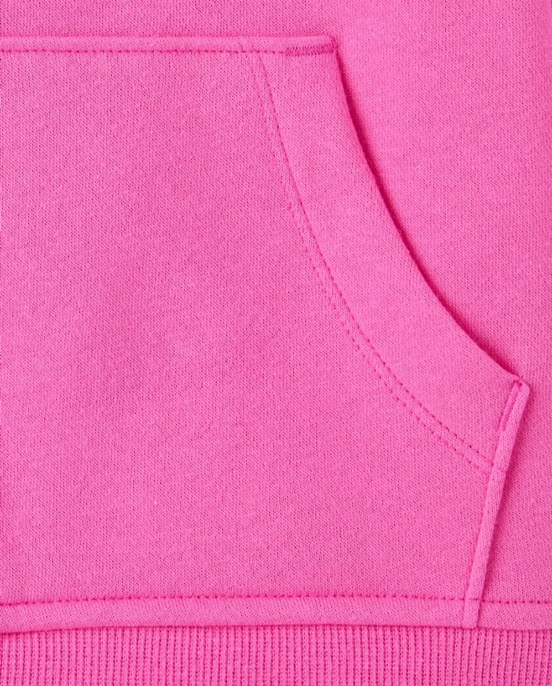 Girls Varsity Stripe Premium Fleece Zip Up Hoodie Top