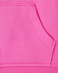 Girls Varsity Stripe Premium Fleece Zip Up Hoodie Top