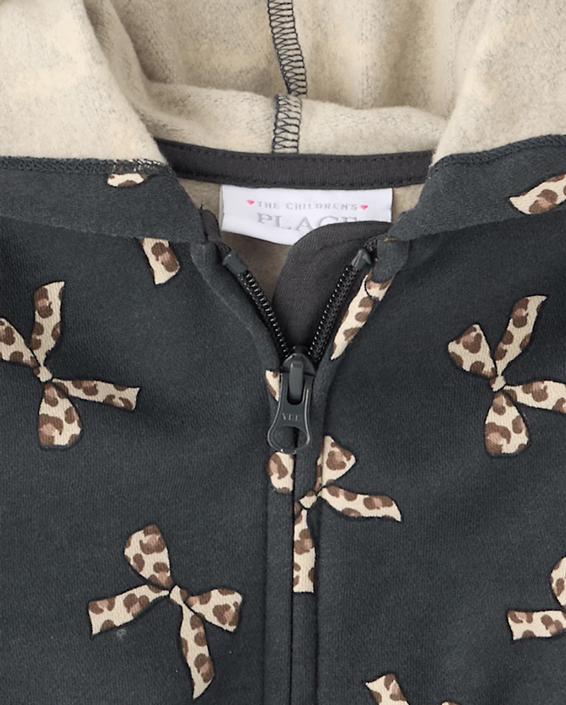 Toddler Girls Print Premium Fleece Zip Up Hoodie