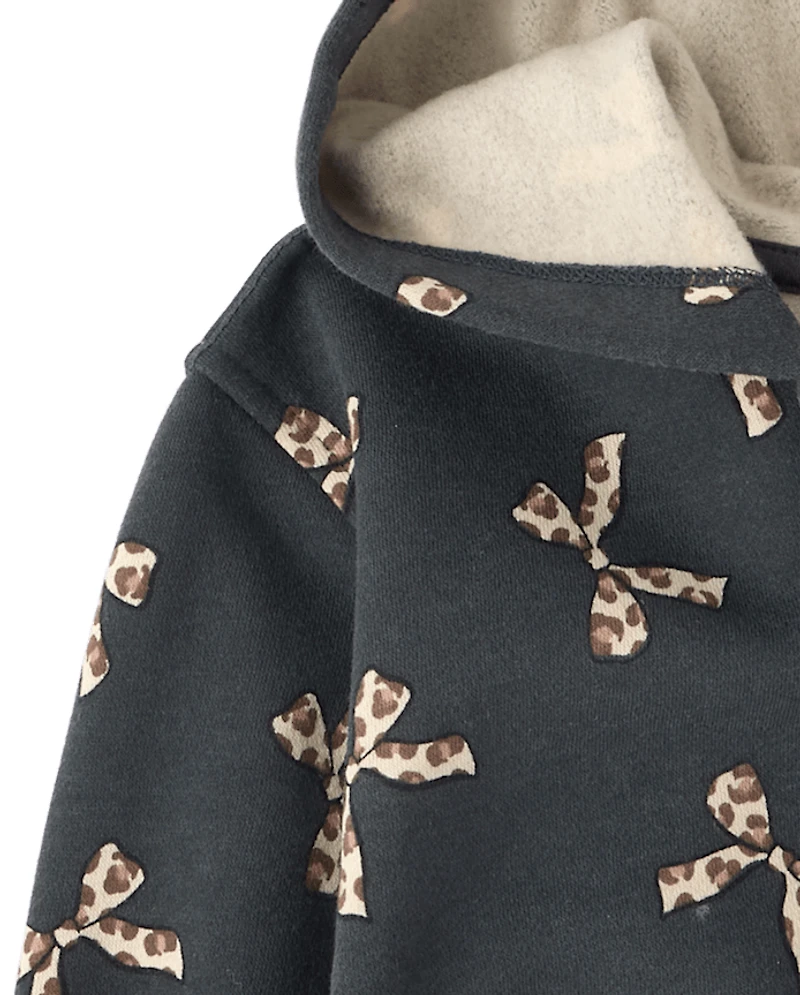 Toddler Girls Print Premium Fleece Zip Up Hoodie