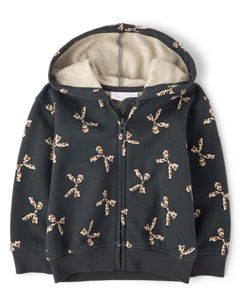 Toddler Girls Print Premium Fleece Zip Up Hoodie