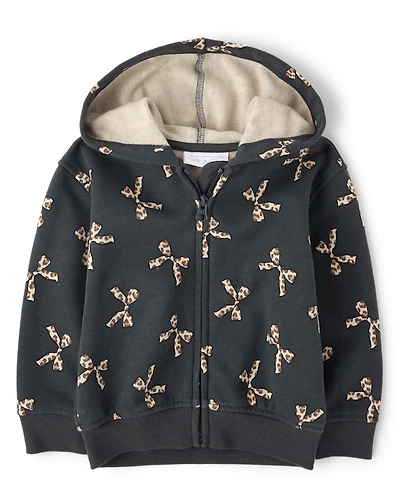 Toddler Girls Print Premium Fleece Zip Up Hoodie