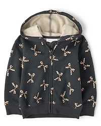 Toddler Girls Print Premium Fleece Zip Up Hoodie