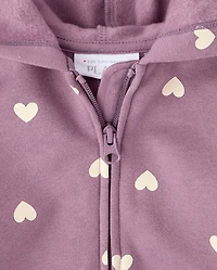 Toddler Girls Print Premium Fleece Zip Up Hoodie