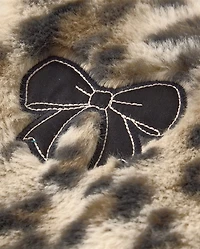 Toddler Girls Hello Kitty® Leopard Embroidered Faux Fur Bomber Jacket