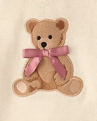 Toddler Girls Embroidered Bear Sweater