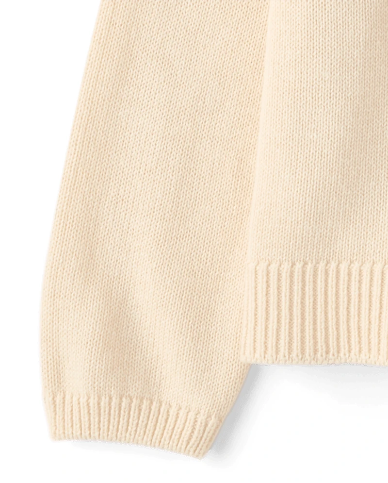 Toddler Girls Embroidered Bear Sweater