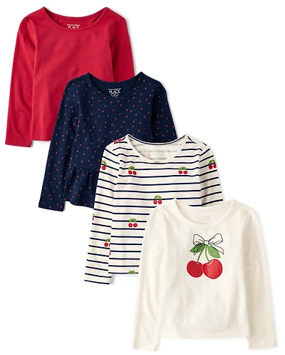 Toddler Girls Cherry Top 4-Pack