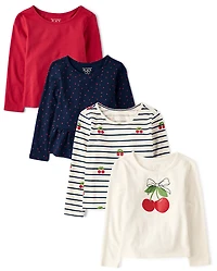 Toddler Girls Cherry Top 4-Pack